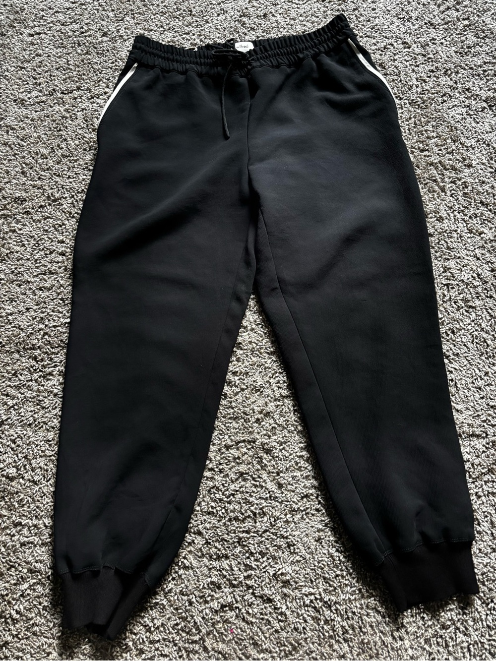 Aritzia Black Jogger style pant with White Trim